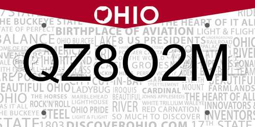 QZ8O2M Ohio License Plate
