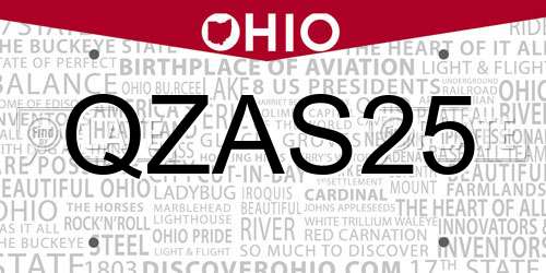 QZAS25 Ohio License Plate