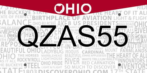 QZAS55 Ohio License Plate