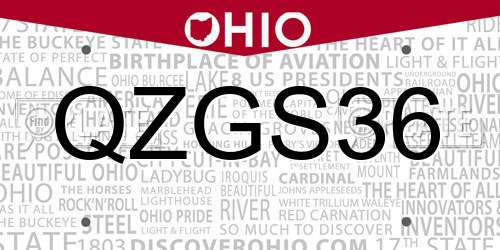 QZGS36 Ohio License Plate