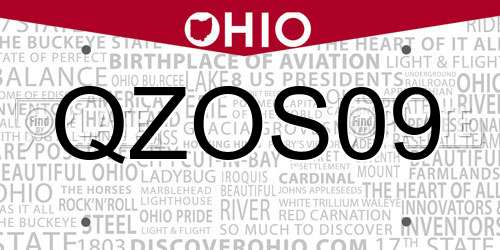 QZOS09 Ohio License Plate