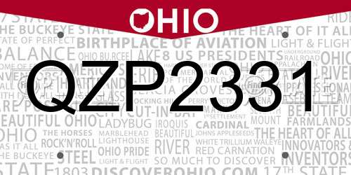 QZP2331 Ohio License Plate
