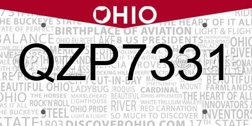 QZP7331 Ohio License Plate
