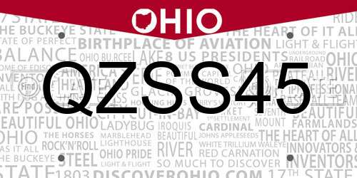 QZSS45 Ohio License Plate