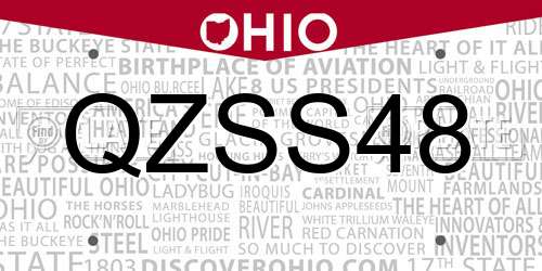 QZSS48 Ohio License Plate