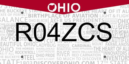 R04ZCS Ohio License Plate