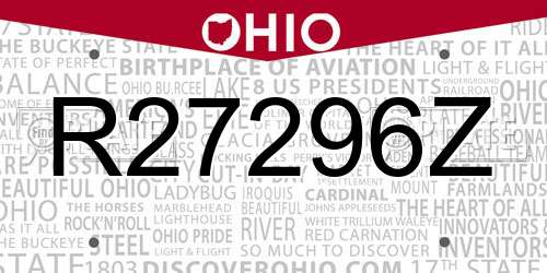 R27296Z Ohio License Plate