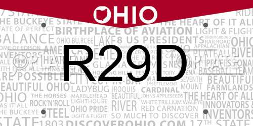 R29D Ohio License Plate
