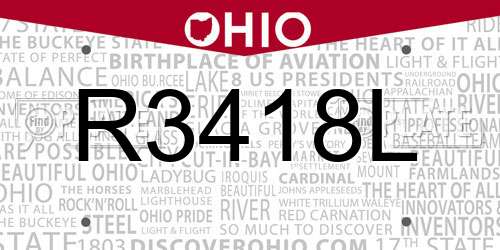 R3418L Ohio License Plate