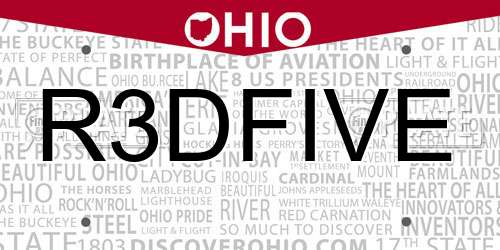 R3DFIVE Ohio License Plate