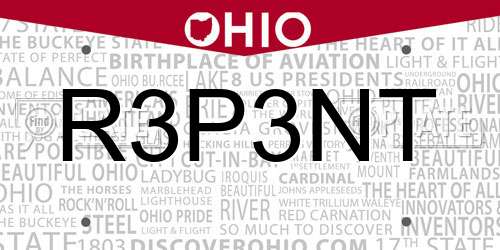 R3P3NT Ohio License Plate