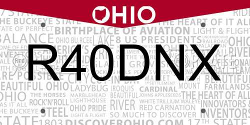 R40DNX Ohio License Plate