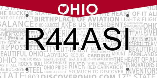 R44ASI Ohio License Plate