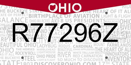 R77296Z Ohio License Plate