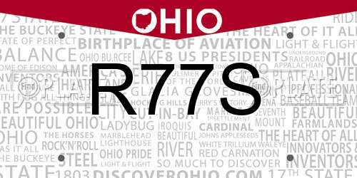 R77S Ohio License Plate