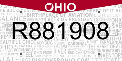 R881908 Ohio License Plate