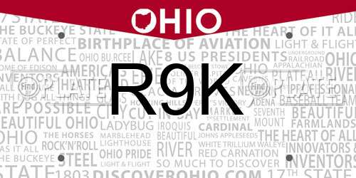 R9K Ohio License Plate