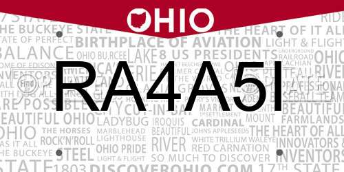 RA4A5I Ohio License Plate