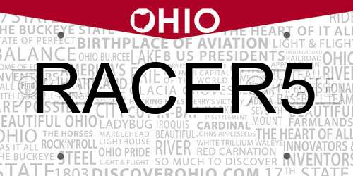 RACER5 Ohio License Plate