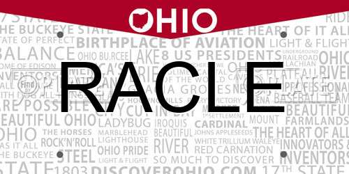 RACLE Ohio License Plate