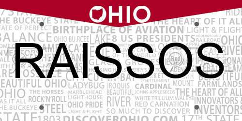 RAISSOS Ohio License Plate