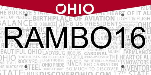 RAMBO16 Ohio License Plate