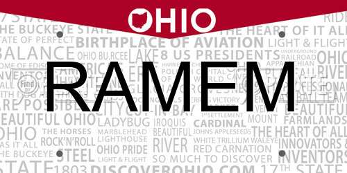 RAMEM Ohio License Plate