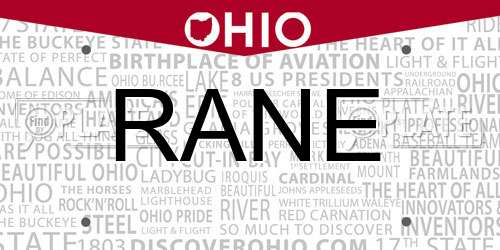 RANE Ohio License Plate