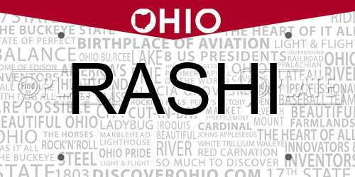 RASHI Ohio License Plate
