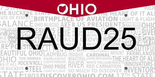 RAUD25 Ohio License Plate