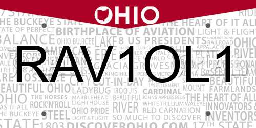 RAV1OL1 Ohio License Plate