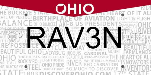 RAV3N Ohio License Plate