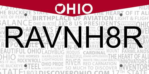 RAVNH8R Ohio License Plate