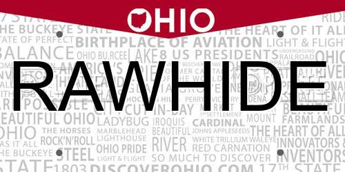 RAWHIDE Ohio License Plate