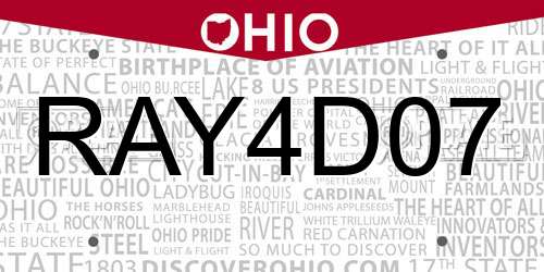 RAY4D07 Ohio License Plate
