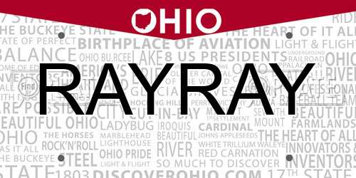 RAYRAY Ohio License Plate
