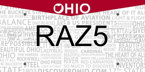 RAZ5 Ohio License Plate