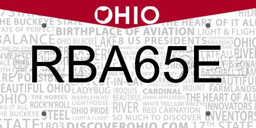 RBA65E Ohio License Plate