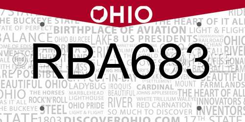 RBA683 Ohio License Plate