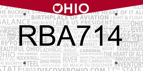RBA714 Ohio License Plate