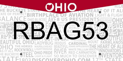 RBAG53 Ohio License Plate