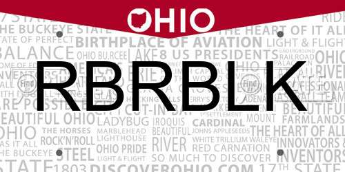 RBRBLK Ohio License Plate
