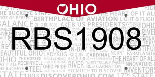 RBS1908 Ohio License Plate