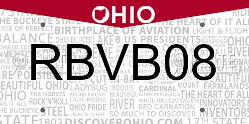 RBVB08 Ohio License Plate