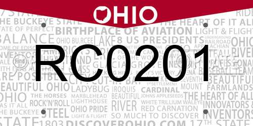 RC0201 Ohio License Plate