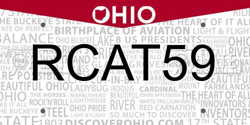 RCAT59 Ohio License Plate