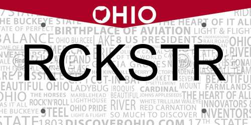 RCKSTR Ohio License Plate