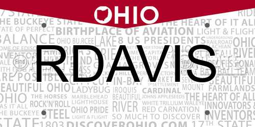 RDAVIS Ohio License Plate