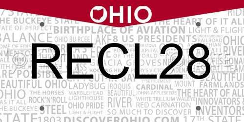 RECL28 Ohio License Plate