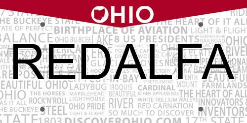 REDALFA Ohio License Plate